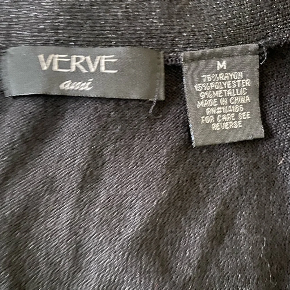 Verve Ami  Black Metallic Open Front Cardigan Size M